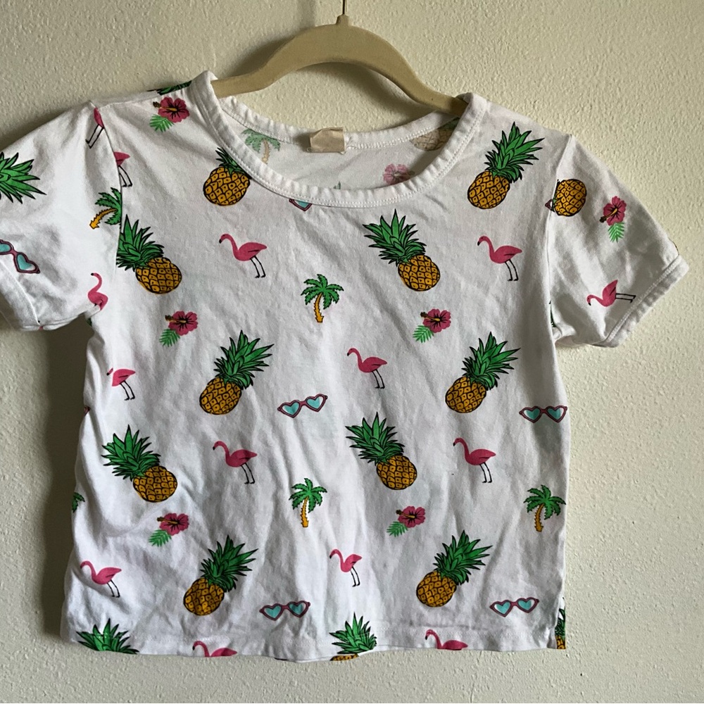 Tropical Pineapple Flamingo Kids' T-Shirt XS